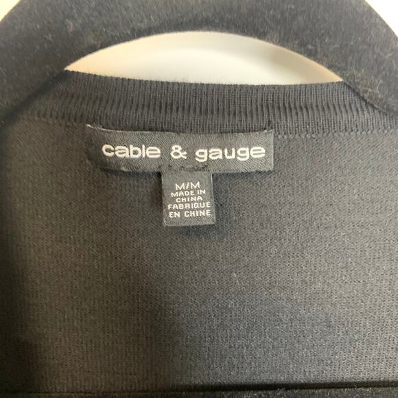 Cable & Gauge Black Gold Gray Pleat Neck Cardigan Sz Medium - Picture 4 of 5